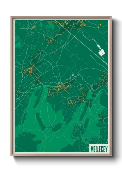 Une affiche de carte sur Mellecey