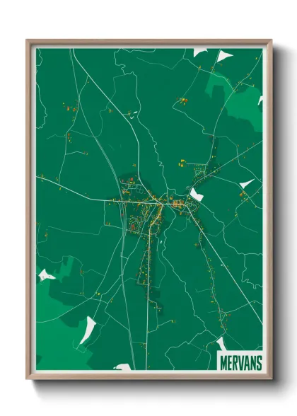 Une affiche de carte sur Mervans
