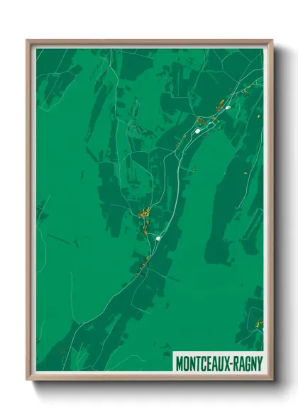 Une affiche de carte sur Montceaux-Ragny