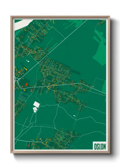 Une affiche de carte sur Oslon