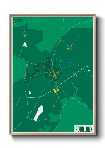 Une affiche de carte sur Pouilloux