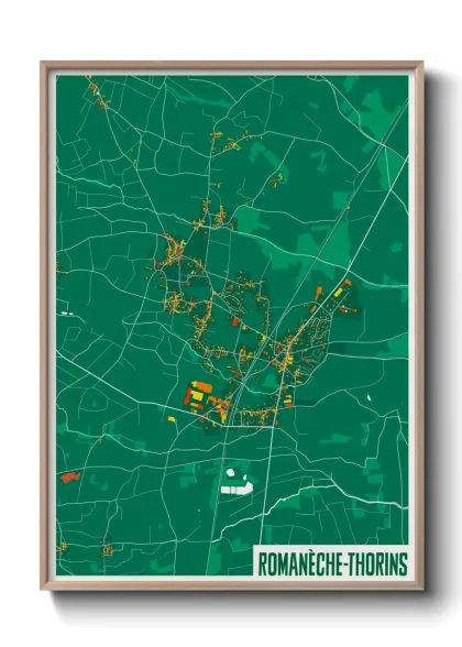 Une affiche de carte sur Romanèche-Thorins