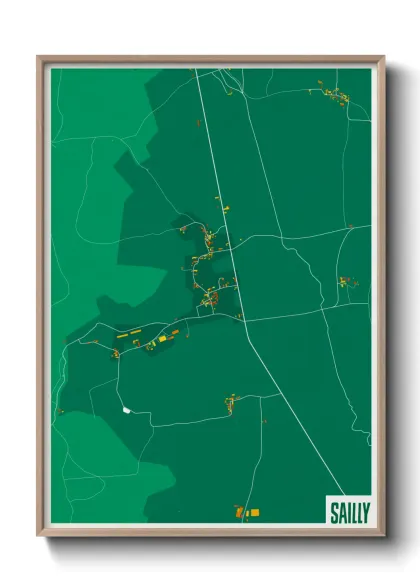 Une affiche de carte sur Sailly