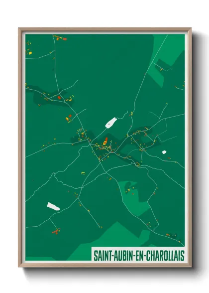 Une affiche de carte sur Saint-Aubin-en-Charollais