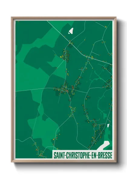 Une affiche de carte sur Saint-Christophe-en-Bresse