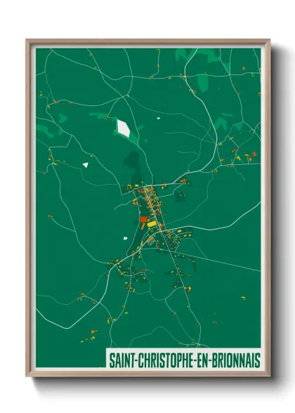 Une affiche de carte sur Saint-Christophe-en-Brionnais