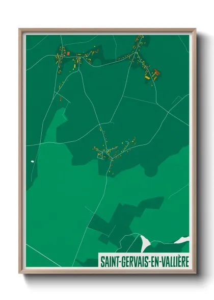 Une affiche de carte sur Saint-Gervais-en-Vallière