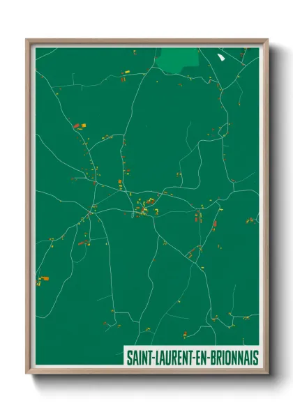 Une affiche de carte sur Saint-Laurent-en-Brionnais