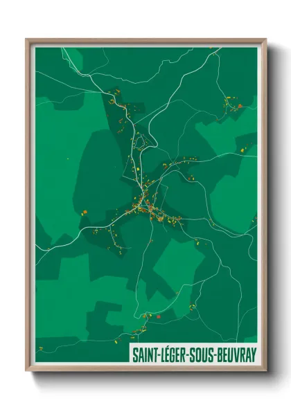 Une affiche de carte sur Saint-Léger-sous-Beuvray