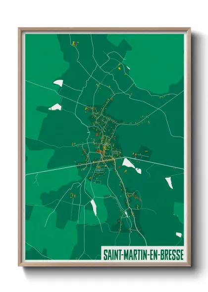 Une affiche de carte sur Saint-Martin-en-Bresse