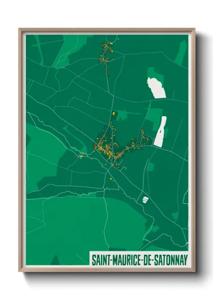 Une affiche de carte sur Saint-Maurice-de-Satonnay