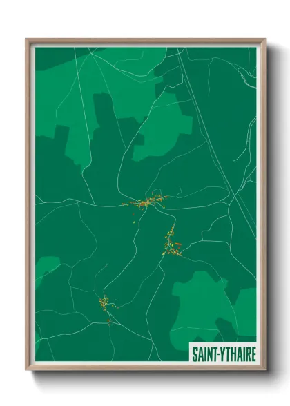 Une affiche de carte sur Saint-Ythaire