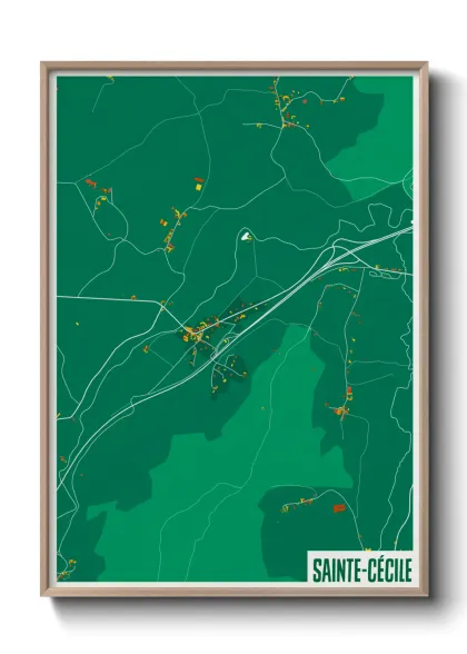 Une affiche de carte sur Sainte-Cécile