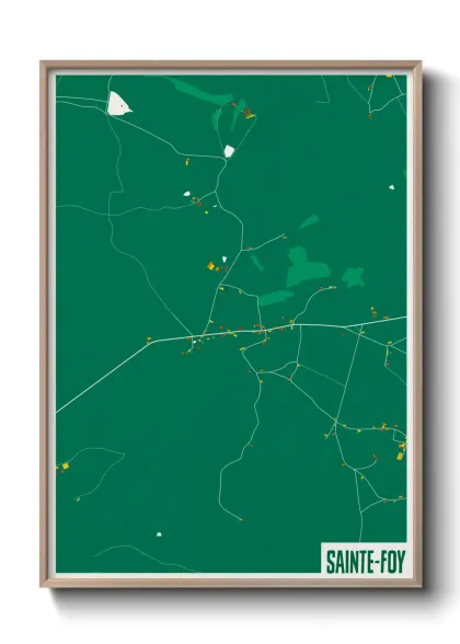 Une affiche de carte sur Sainte-Foy