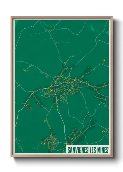 Une affiche de carte sur Sanvignes-les-Mines