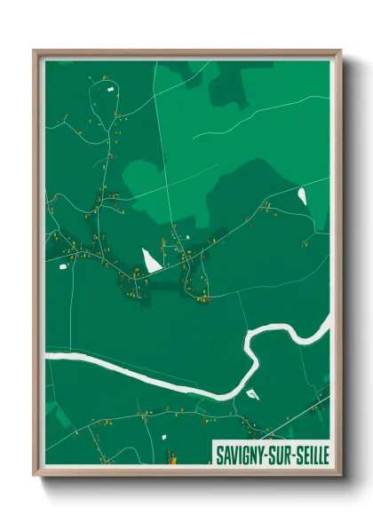 Une affiche de carte sur Savigny-sur-Seille