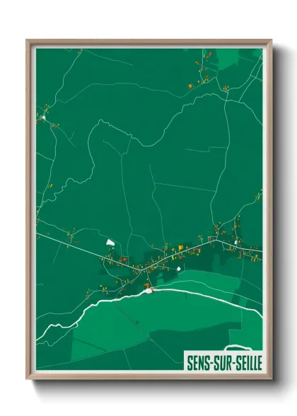 Une affiche de carte sur Sens-sur-Seille