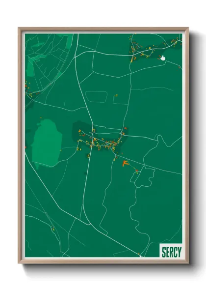 Une affiche de carte sur Sercy