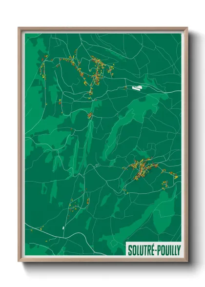 Une affiche de carte sur Solutré-Pouilly