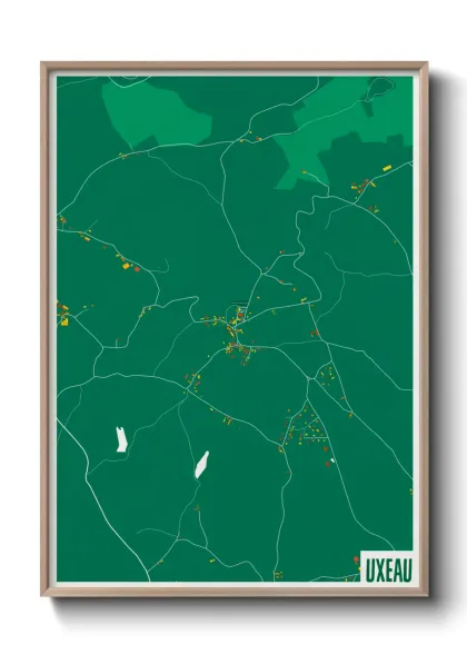 Une affiche de carte sur Uxeau