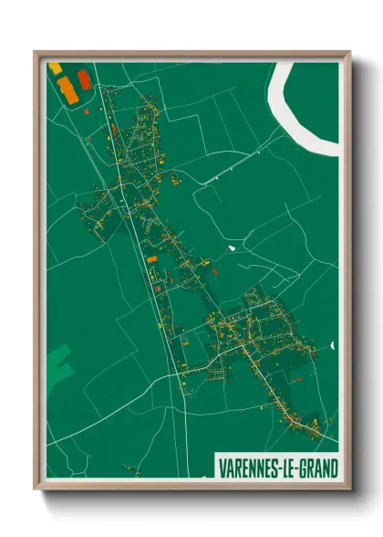 Une affiche de carte sur Varennes-le-Grand