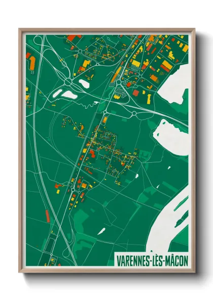 Une affiche de carte sur Varennes-lès-Mâcon