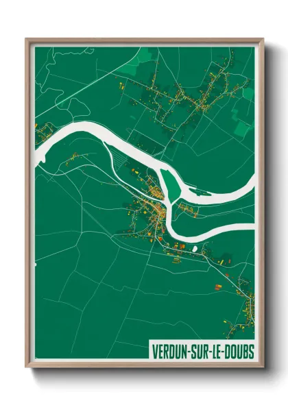 Une affiche de carte sur Verdun-sur-le-Doubs