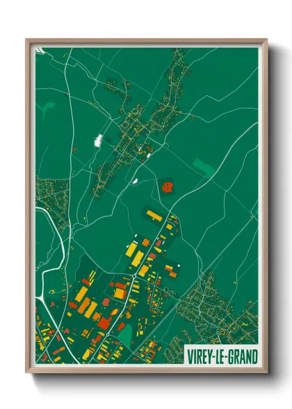 Une affiche de carte sur Virey-le-Grand
