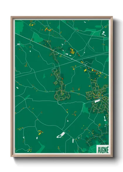 Une affiche de carte sur Aigné