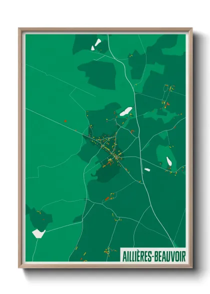 Une affiche de carte sur Aillières-Beauvoir
