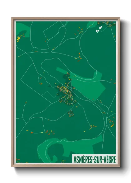 Une affiche de carte sur Asnières-sur-Vègre