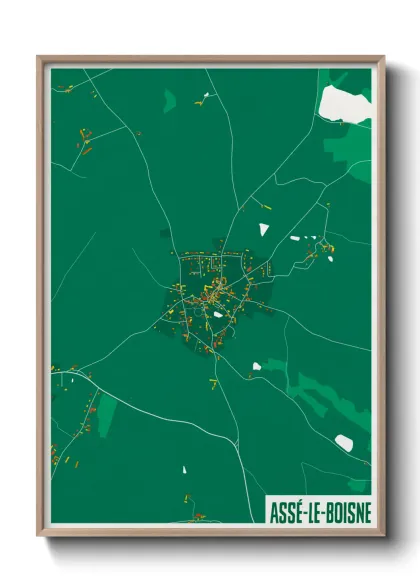 Une affiche de carte sur Assé-le-Boisne