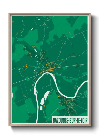 Une affiche de carte sur Bazouges-sur-le-Loir