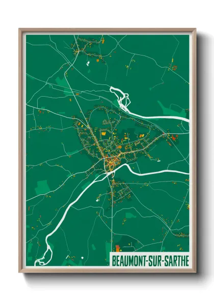 Une affiche de carte sur Beaumont-sur-Sarthe