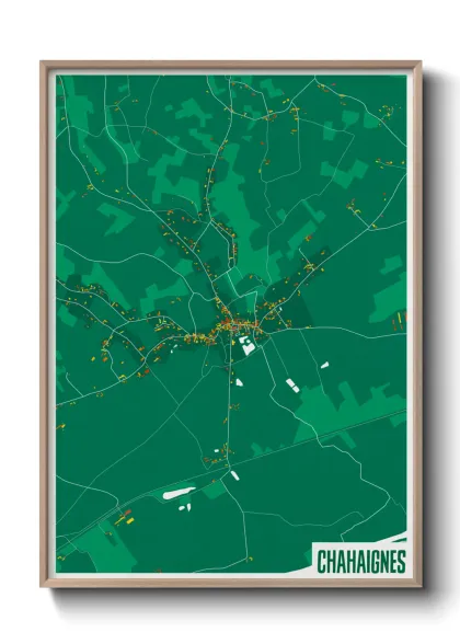 Une affiche de carte sur Chahaignes