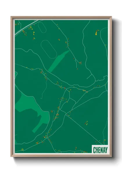 Une affiche de carte sur Chenay
