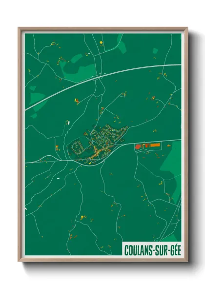 Une affiche de carte sur Coulans-sur-Gée