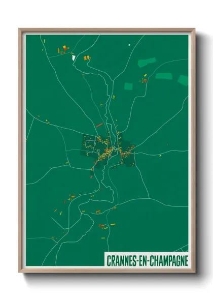 Une affiche de carte sur Crannes-en-Champagne