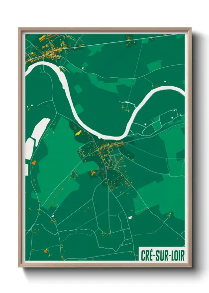 Une affiche de carte sur Cré-sur-Loir
