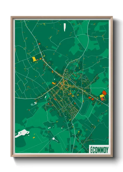 Une affiche de carte sur Écommoy