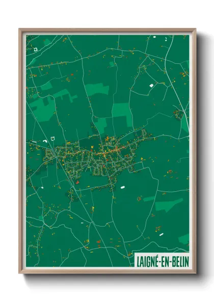 Une affiche de carte sur Laigné-en-Belin
