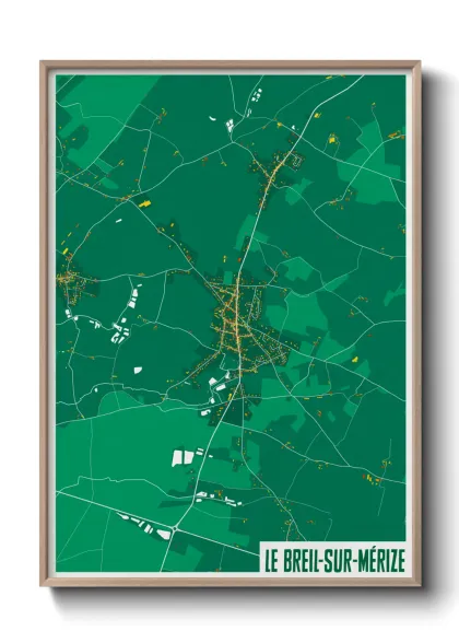 Une affiche de carte sur Le Breil-sur-Mérize