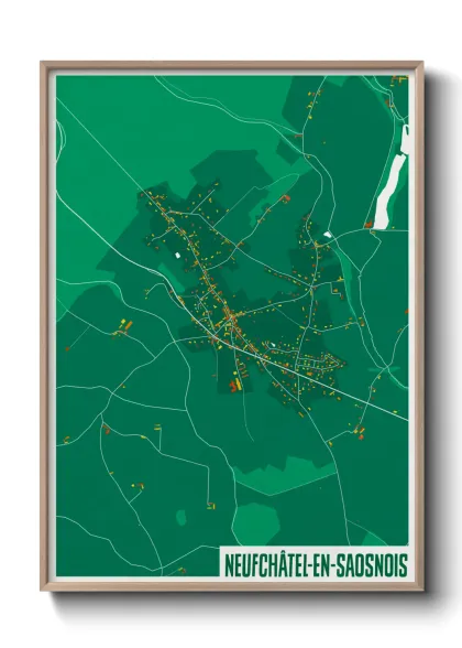 Une affiche de carte sur Neufchâtel-en-Saosnois