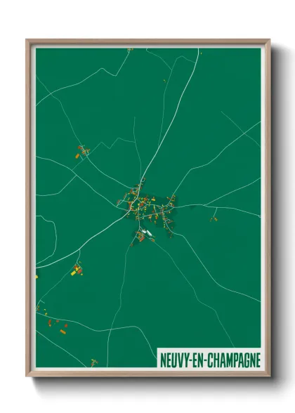 Une affiche de carte sur Neuvy-en-Champagne