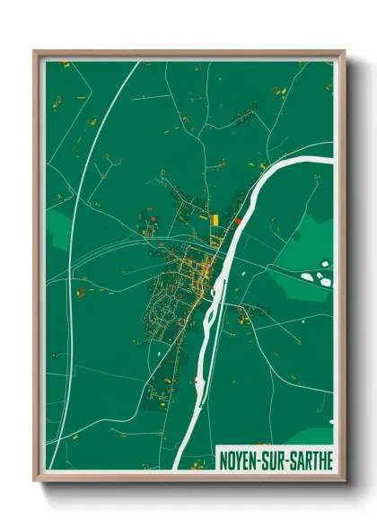 Une affiche de carte sur Noyen-sur-Sarthe