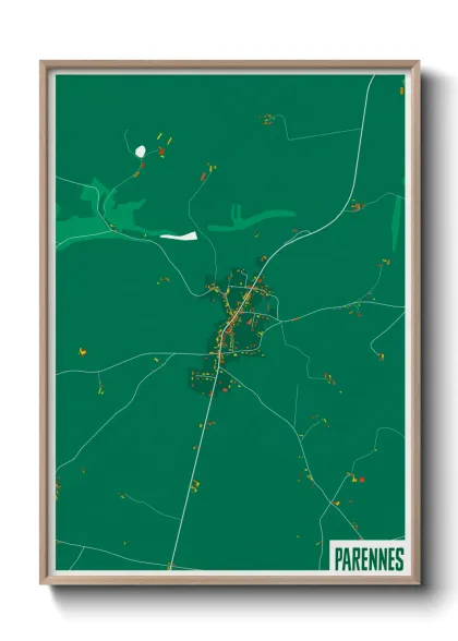 Une affiche de carte sur Parennes