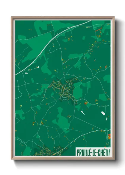 Une affiche de carte sur Pruillé-le-Chétif