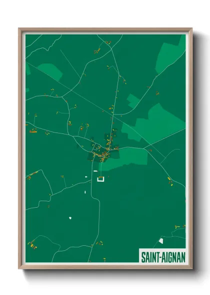 Une affiche de carte sur Saint-Aignan