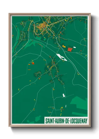 Une affiche de carte sur Saint-Aubin-de-Locquenay