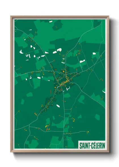 Une affiche de carte sur Saint-Célerin
